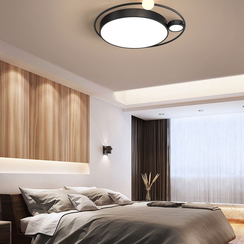 3-Lights Simplicity Acrylic Flushmount Light Metal Circular Line Design Modern Lighting Fixture