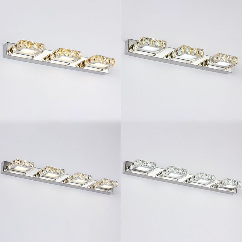 Crystal Geometric Wall Sconce Modern Multi Lights Mirror Wall Mount Light Fixture