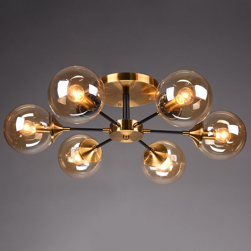 Globe Semi Flush Mount Lighting Minimalist Glass Dinning Room Semi Mount Lighting