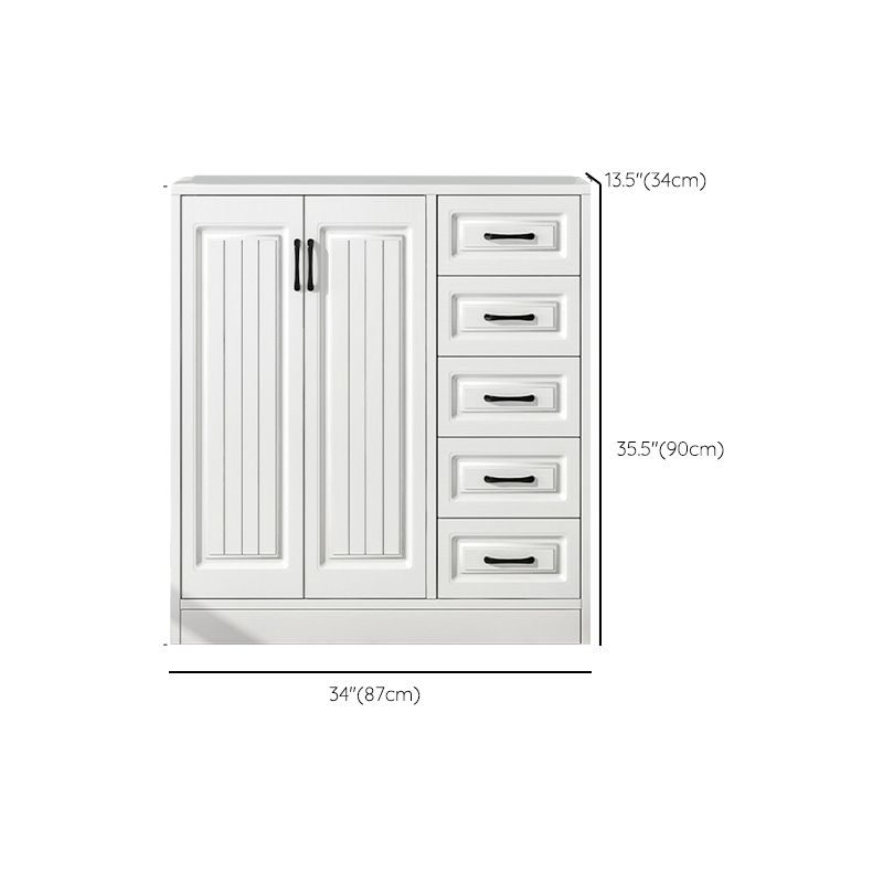 White Engineered Wood Dining Server Modern Buffet Server with Drawers