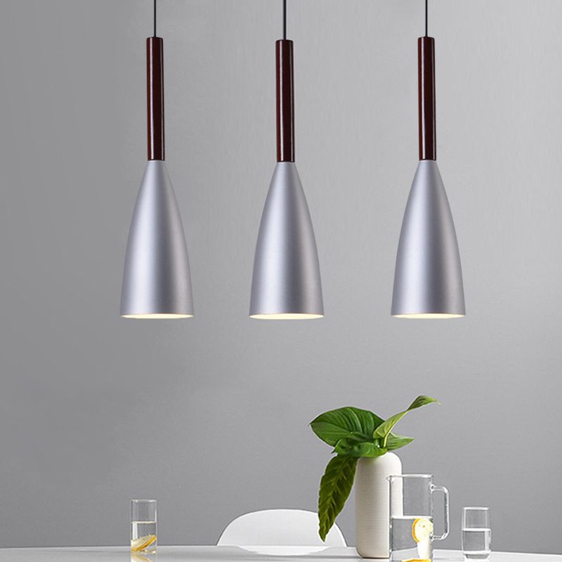 Péndulo de trompeta gris Luz nórdica 1 cabeza de aluminio techo de aluminio Luz para cama