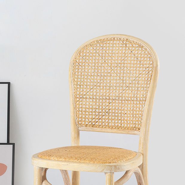 Sillas de comedor sin brazos de Bentwood, sillas laterales con respaldo abierto de ratán y patas de madera