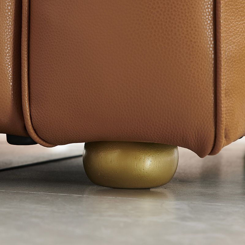 24.80"H Genuine Leather Square Arm Sofa with Tight Back for Living Room