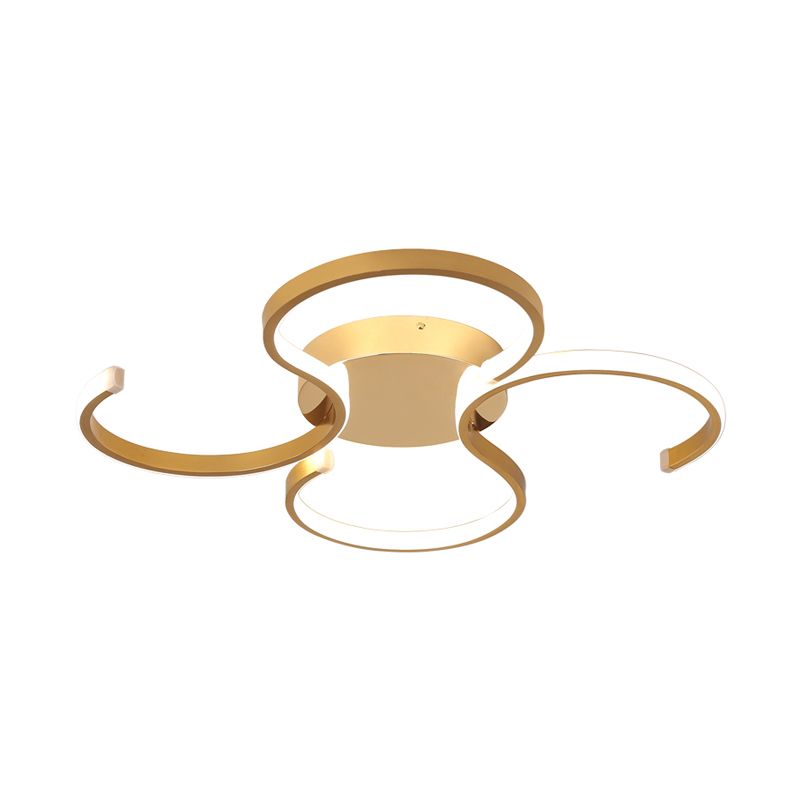 Dubbel S-Shape Flush Mount Light Fixture Simple Acryl Gold LED Plafond Licht in Warm/Wit Licht