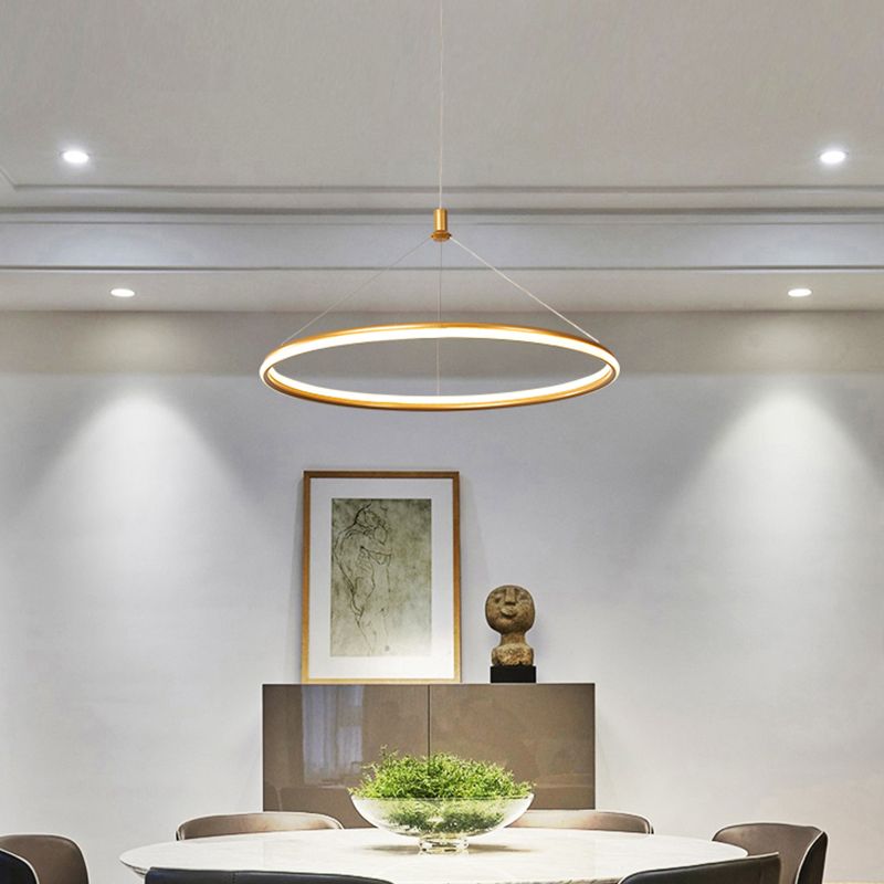 Lumo circolare a livello singolo leggero moderno lampadario in metallo Apparecchio di illuminazione