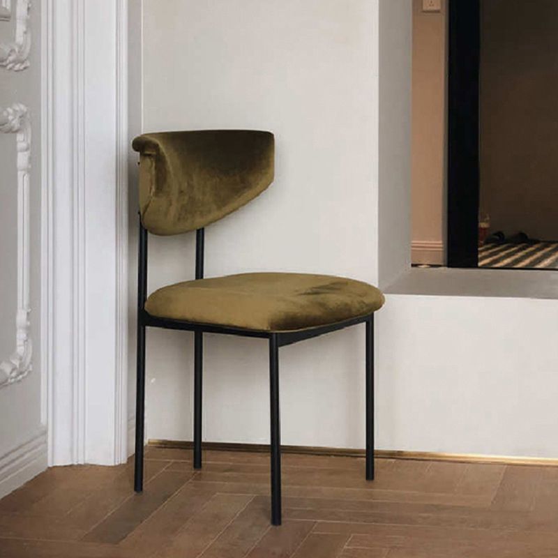Modern Black Kitchen Dining Side Chair Upholstered Opening Back Dining Side Chair