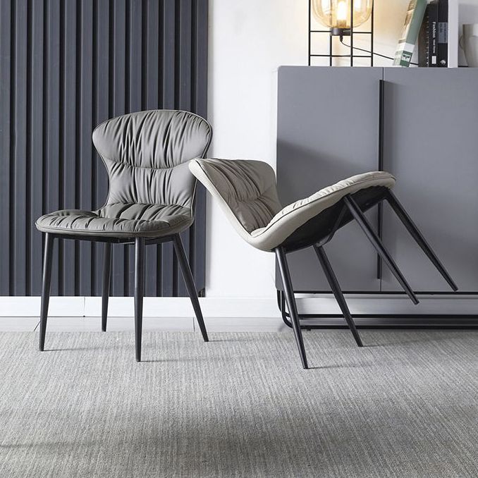 Chaise de salle à manger de style nordique, chaises de salle à manger rembourrées sans accoudoirs avec pieds en métal