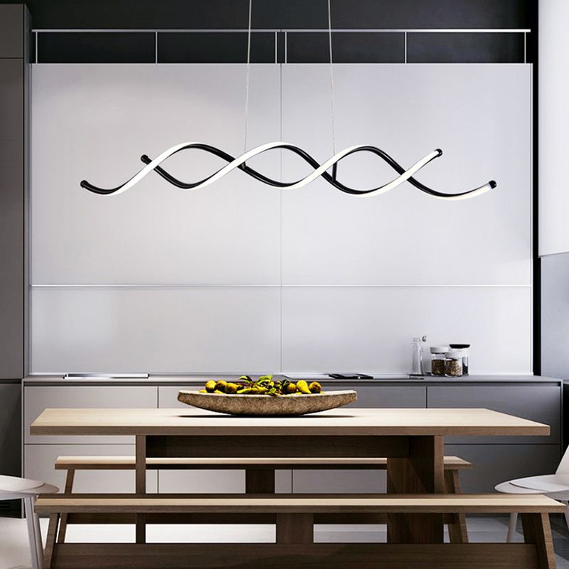 Modern Minimalist LED Island Light Froested Aluminium Linear Pendant Light with Silicone Shade