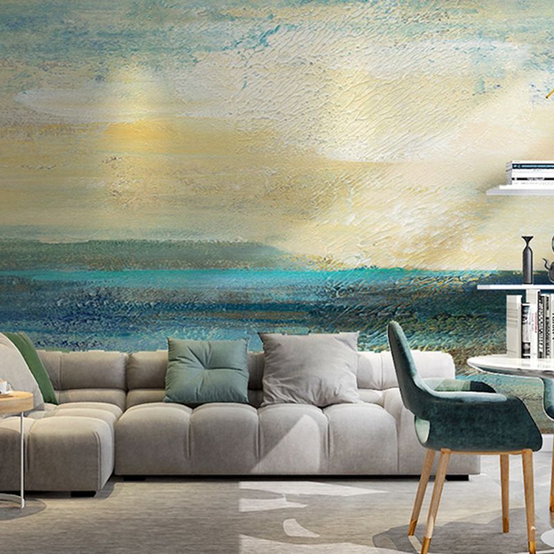 Illustration Style Murals Watercolors Painting Full Size Wall Covering for Living Room, Customized Size Available