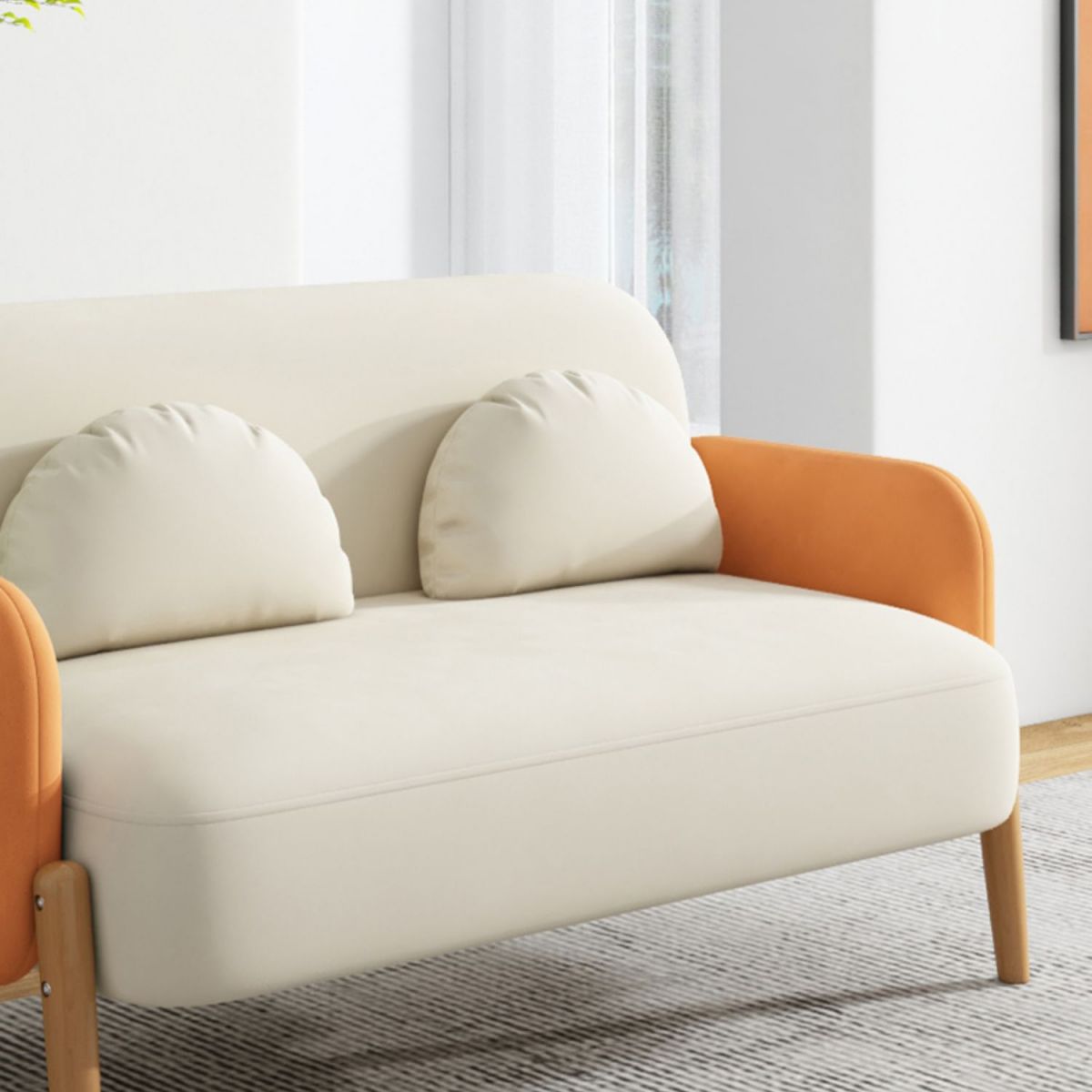 Ultra-Modern 3-seater Sofa with Square Arm and 4 Wooden Legs