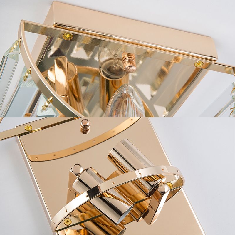 2 Tiers Crystal Block Wall Lamp Contemporary 2 Lights Wall Sconce Light in Clear for Dining Room