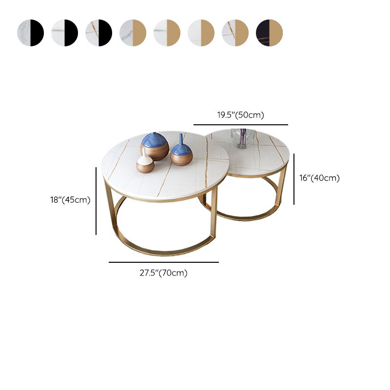 Slate Round Coffee Table Frame 2 Piece Nesting Tables for Living Room