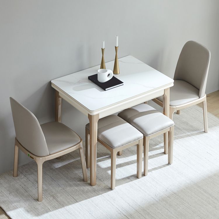 Modern Stone Scalable Dining Table Wood Legs for Dining Room