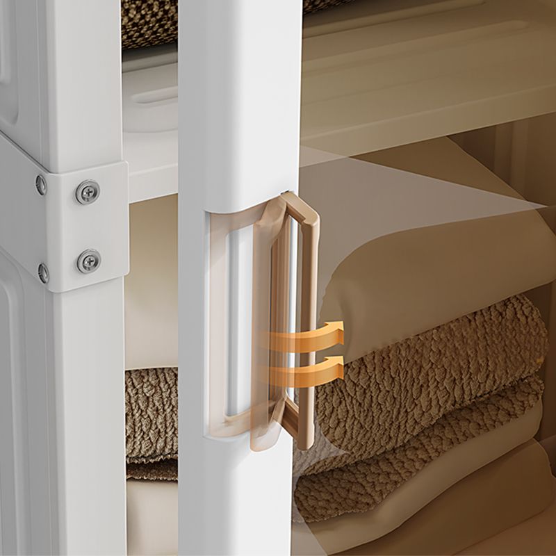 Contemporary Freestanding Plastic Wardrobe Foldable Wardrobe with Shelves in White