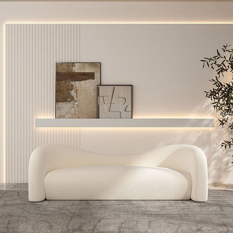Modern Simple Curved Sofa with Tight Back for Living Room in White