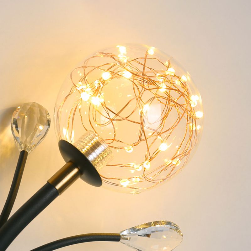 Glass Round Shape Wall Light Modern Style 2-Lights Wall Mounted Light Fixture