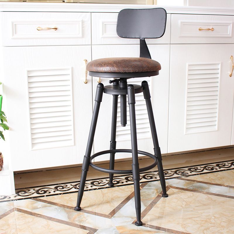 Industrial Rotatable Armless Counter Stool Iron Bar Stool with Pedal