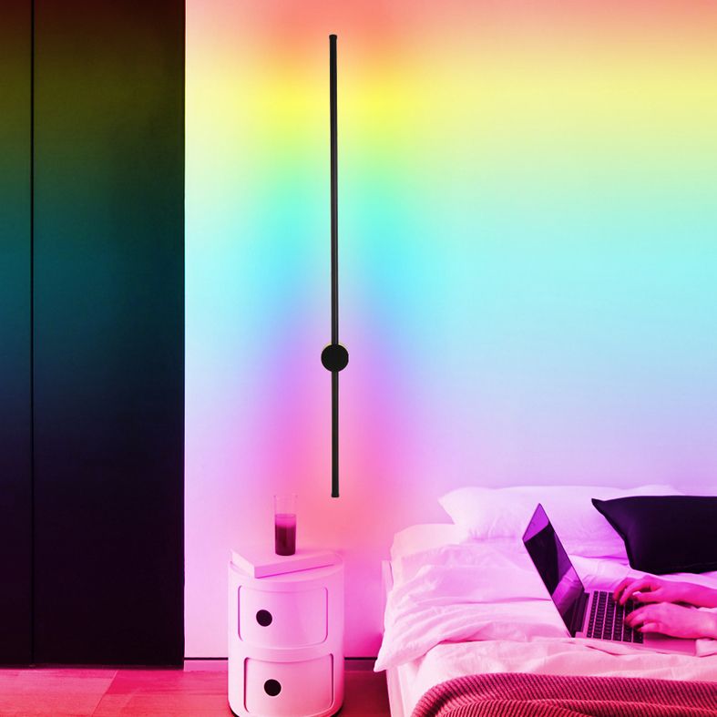 Modern Simplicity Style RGB Wall Sconce Black Long Strip Ambiance Decorative LED Wall Lamp for Restaurant Bar