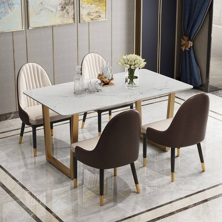 Nordic 1/2/5/7 Pieces Dining Set Rectangle Stone Dining Table for Dining Room
