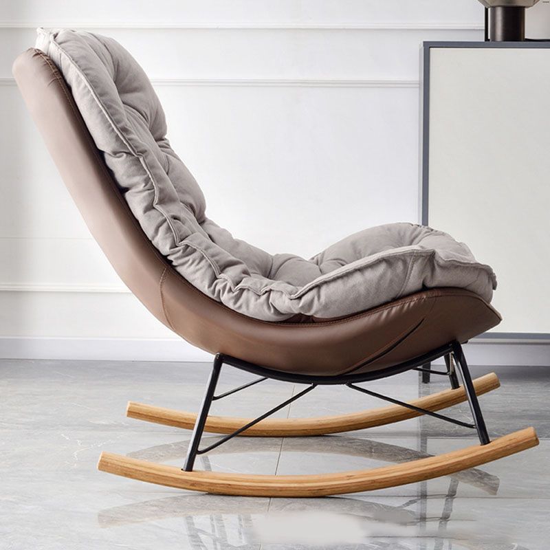 Contemporary Style Rocking Chair Upholstered Antique Finish Rocking Chair