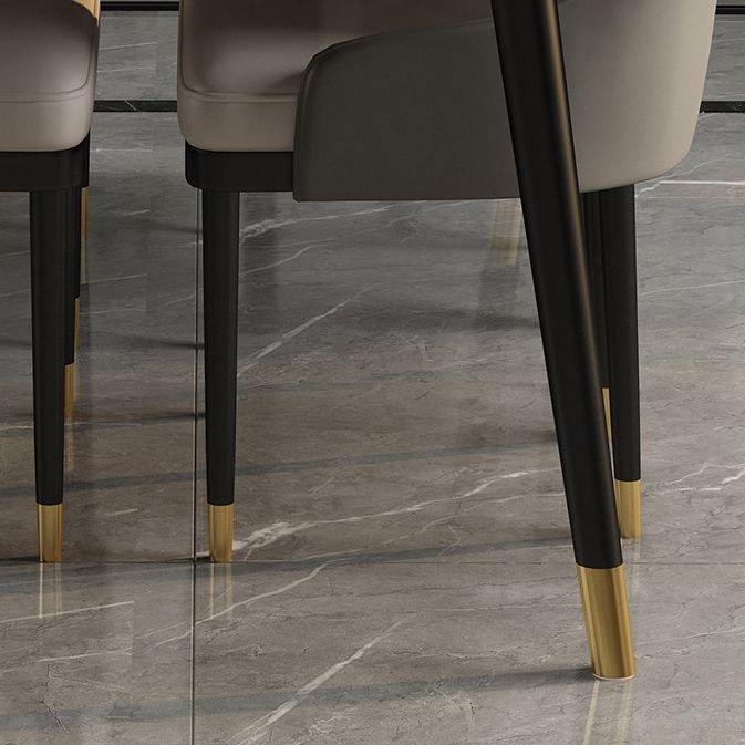 Sintered Stone Top Dining Table in Grey Industrial Indoor Table with 4 Legs