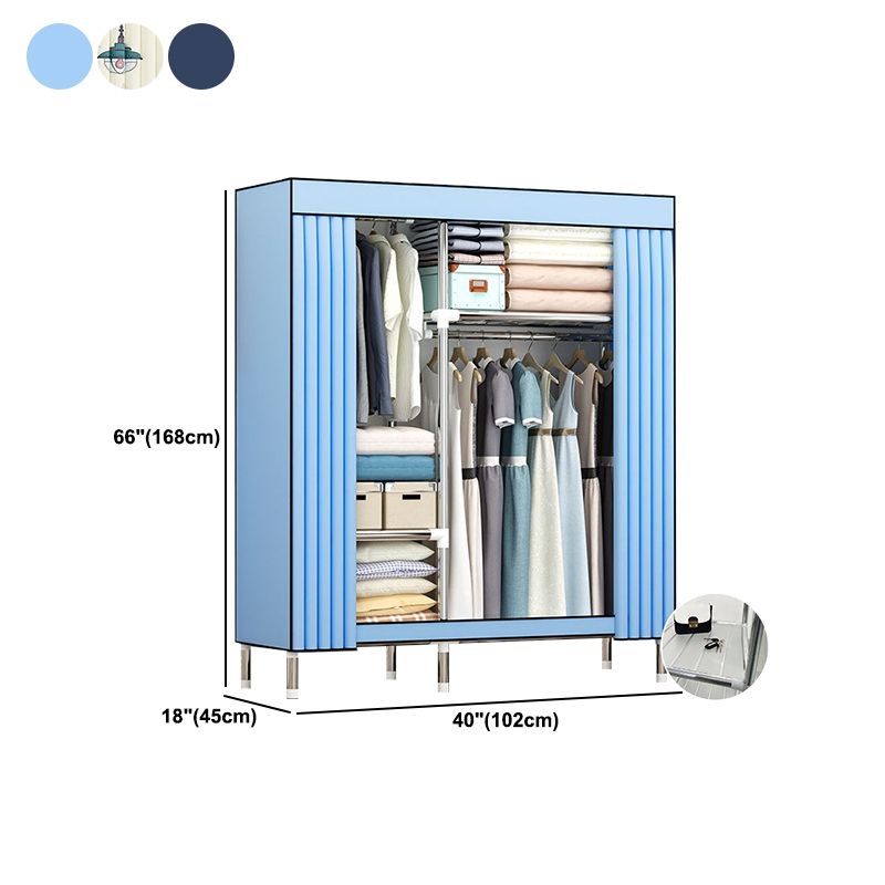 Contemporary Wardrobe Metal 1-Door Wardrobe Closet with Cloth Rod