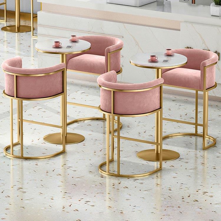 Glam Low Back Dining Stools Bucket Bar Stools with Metal Legs