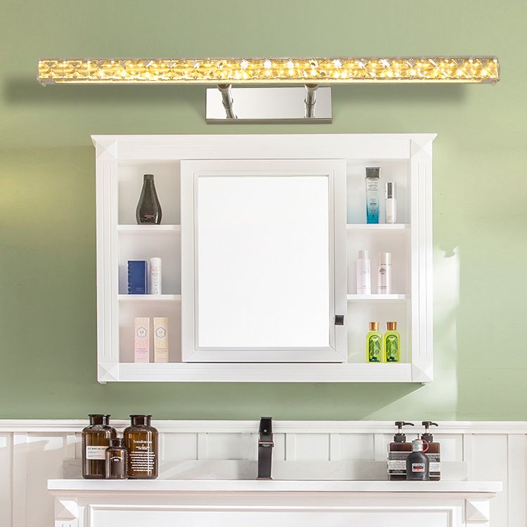 Modern Stainless Steel Vanity Mirror Light Bathroom Gold Vanity Sconce Light with Crystal