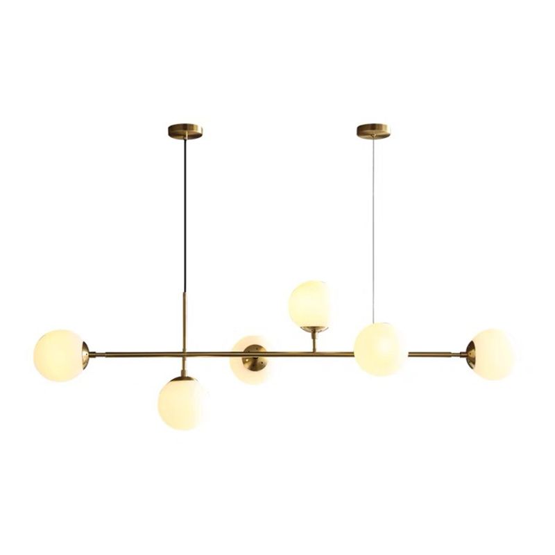 Modern Island Lamp Round Glass Shade Chandelier Light Fixture for Dining Room Kitchen