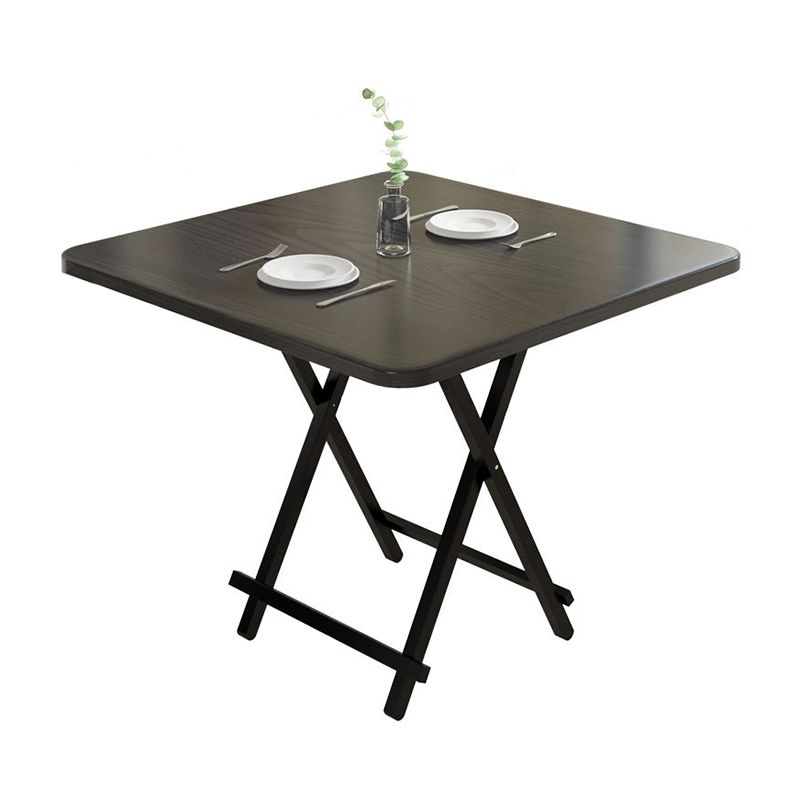 Modern Folding Dining Table Square Wood Top with Metal Legs for Home