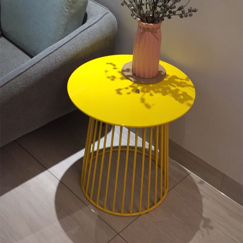 Metal Round Frame Side Table Contemporary Simple Dia 19.7" End Table