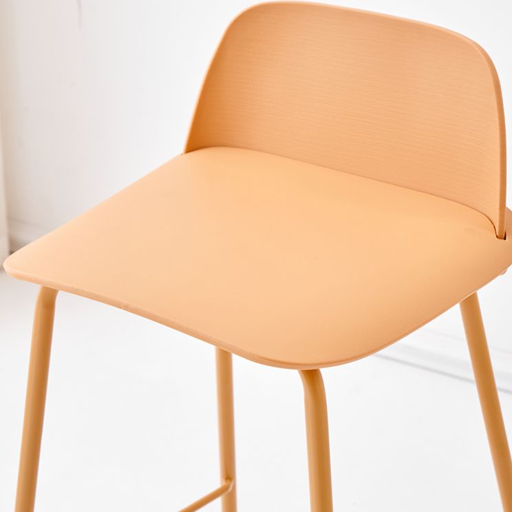 Indoor Glam Armless Low Back Bar Stool Plastic Stool with Steel Legs