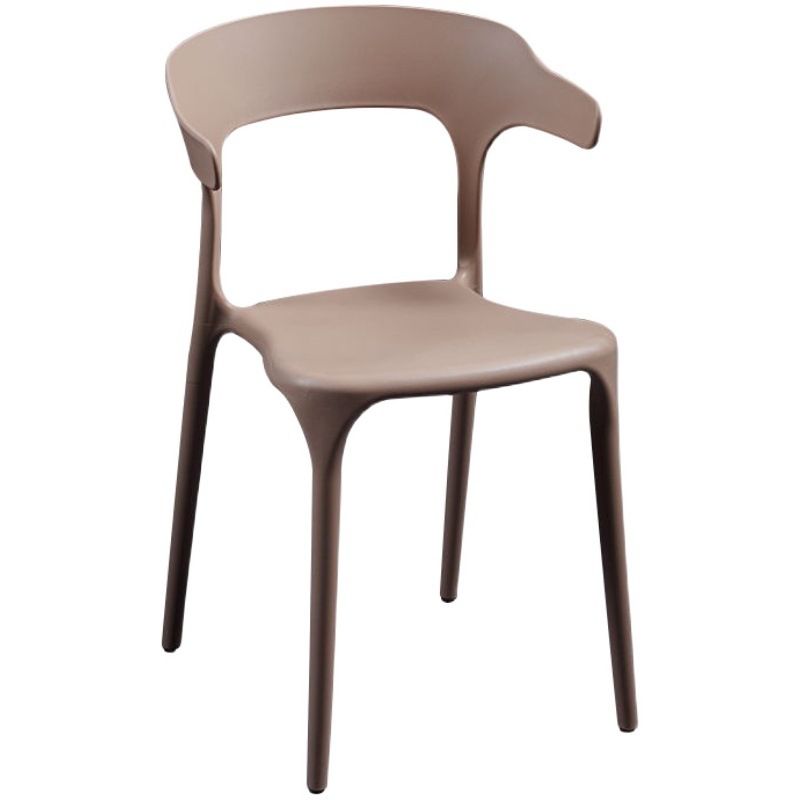 Sillón escandinavo de plástico para interior y exterior, silla de comedor con respaldo abierto