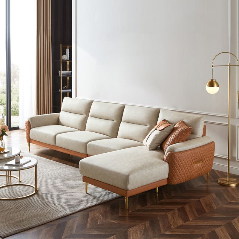 Faux Leather Modern Sectional Sofa, Pillow Top Arm Sectional couch