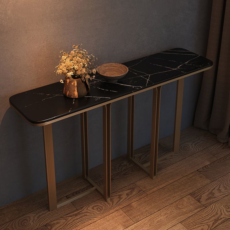 Rectangle Shape Contemporary Console Table White/Black Stone Console Sofa Table