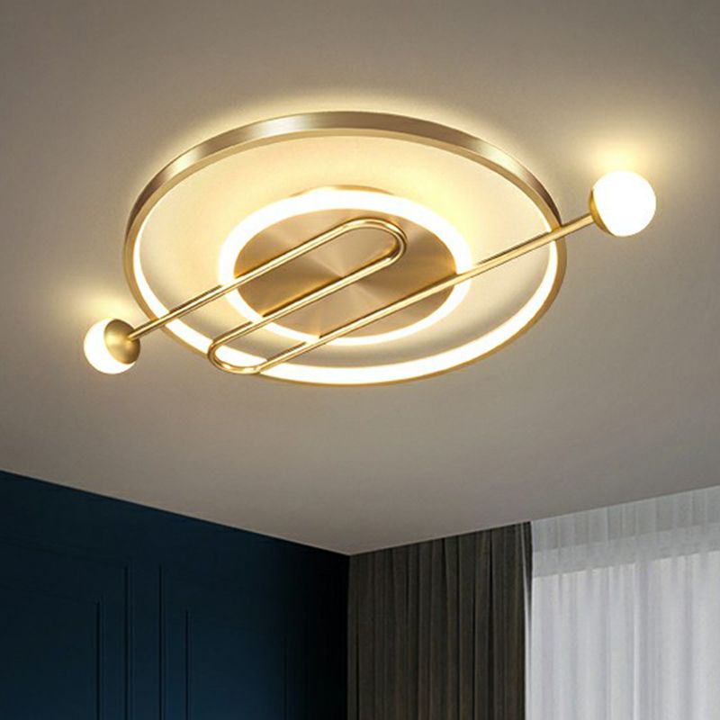 Circular Living Room Ceiling Light Metal Minimalistic LED Flush Mount Lighting Fixture