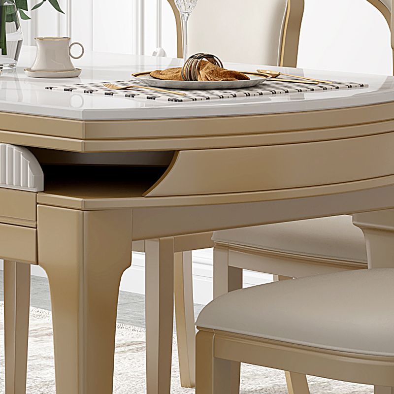 Modern White Stone Dining Table Set 1/2/5/7 Pcs Standard Height Formal Dining Room Set