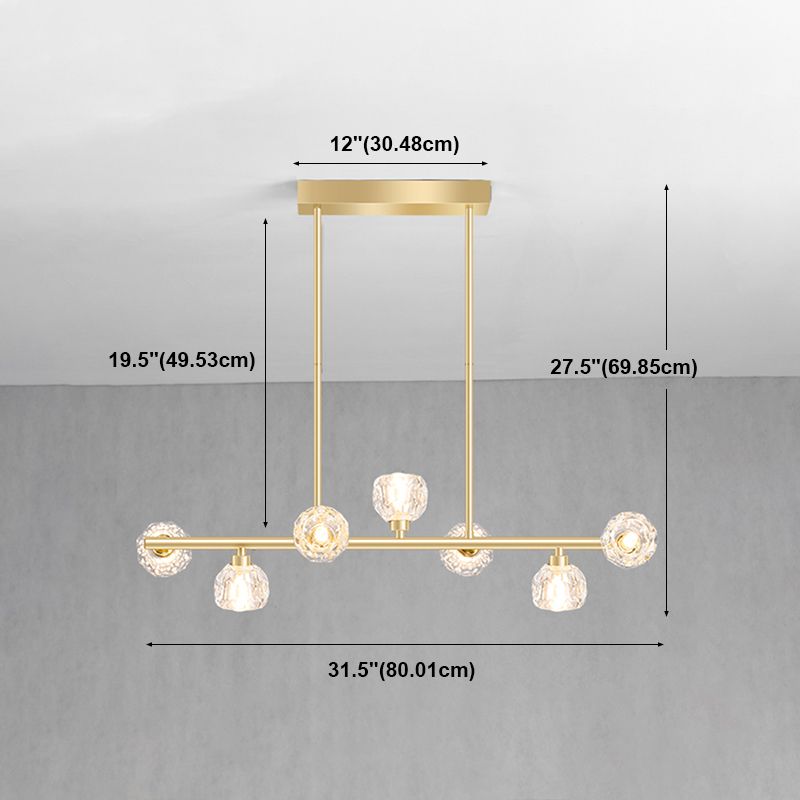 Modern Kitchen Pendant Lights Spherical Glass 7-Light Island Pendant Lights