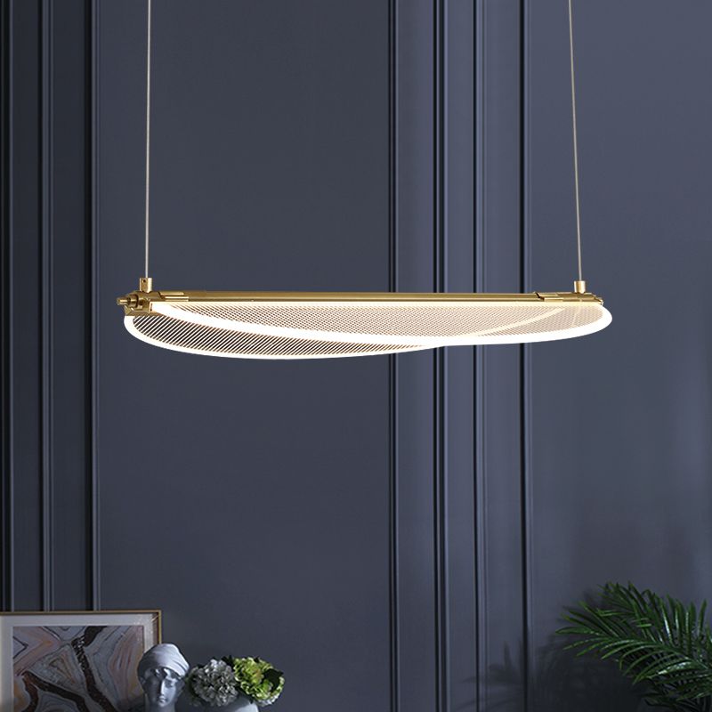 Folding Island Light Minimalistic Acrylic Dining Room Suspension Pendant Light in Gold