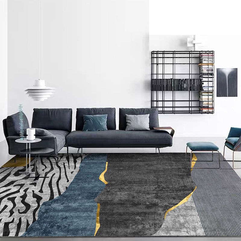 Orange Modern Carpet Polyester Geometric Carpet Non-Slip Backing Carpet for Drawing Room