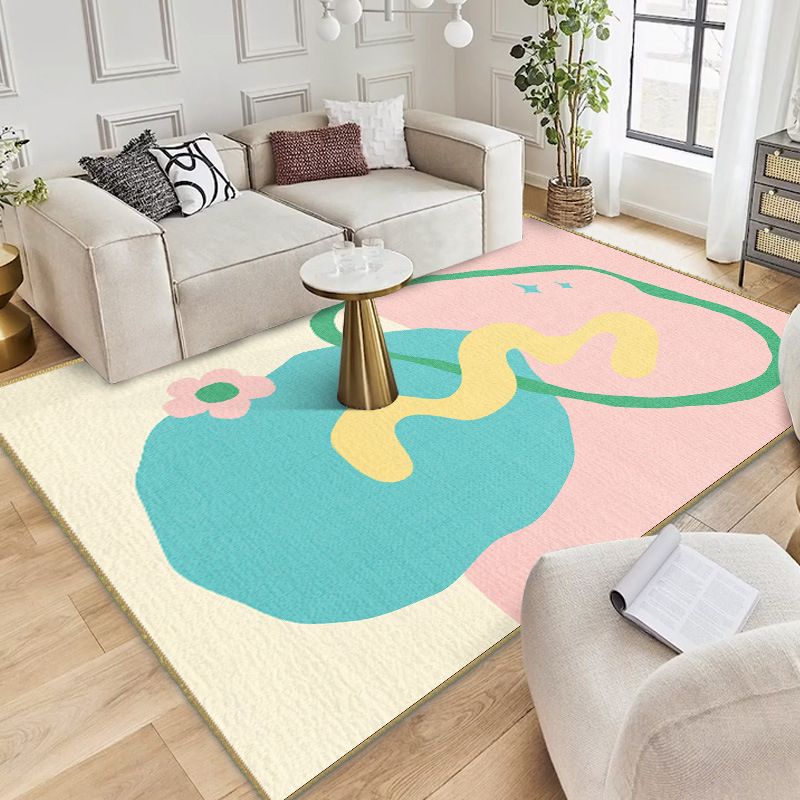 Tapis green kid polyester abstrait tapis lavable tapis lavable pour le salon