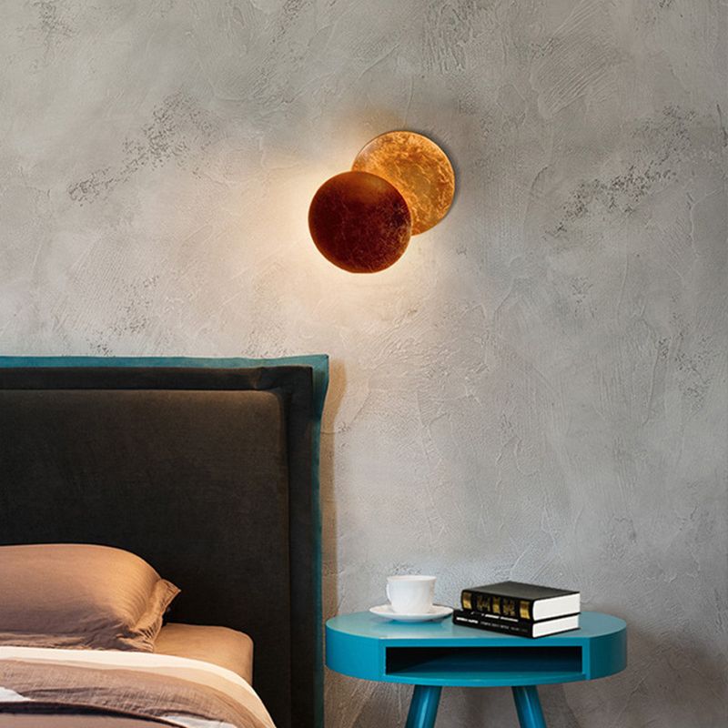 LED Rotatable Wall Light Fixture Modern Style Round Shape Wall Sconce Lamp for Bedroom