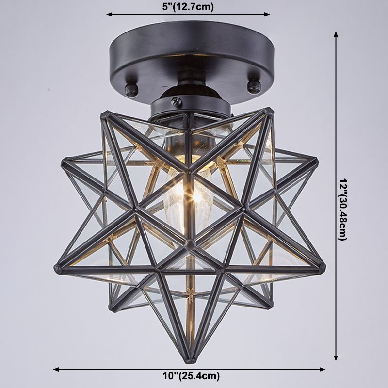 Geometric Pendant Light Industrial 1 Light Metal Flush Mount Light Fixture in Copper