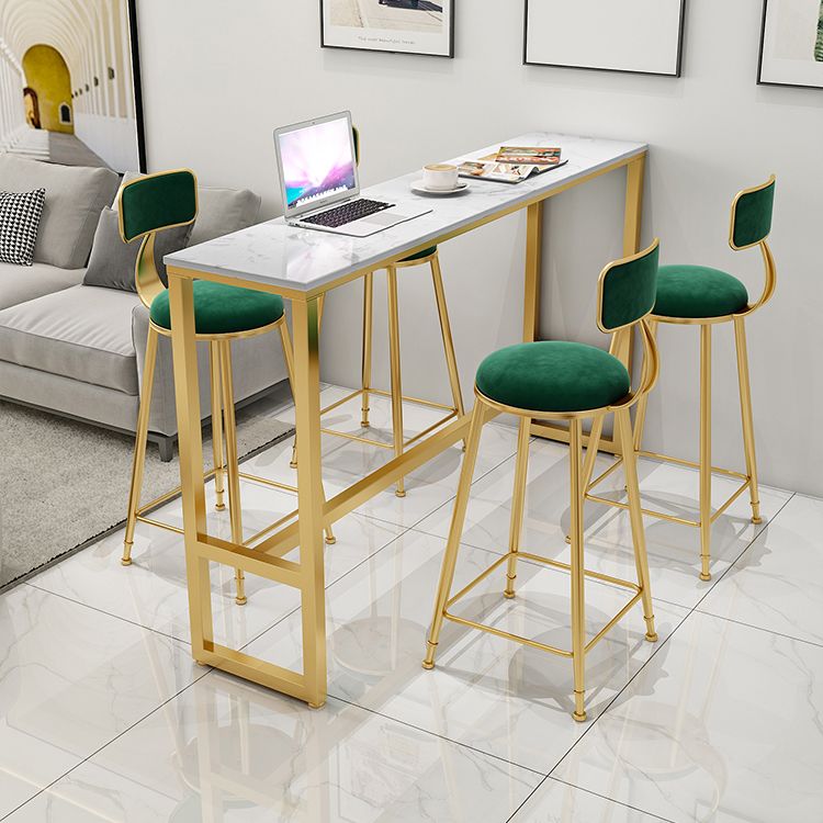 Scandinavian Footrest Counter Chair Low Back Round Upholstered Counter-height Stool