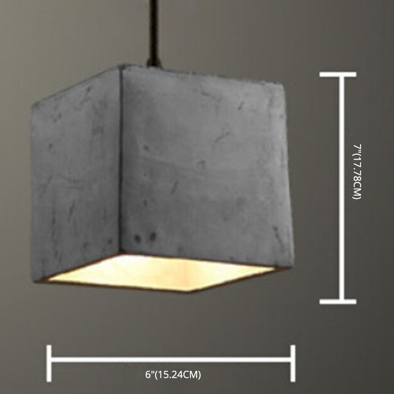 Grijze geometrische hanger lamp Minimalistisch 1-licht cementophanglicht voor eetkamer