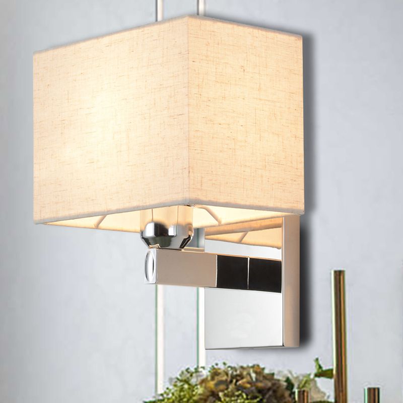 Led rechthoek wand gemonteerd verlichting modernisme stof stoffen lampje in chroom voor slaapkamer