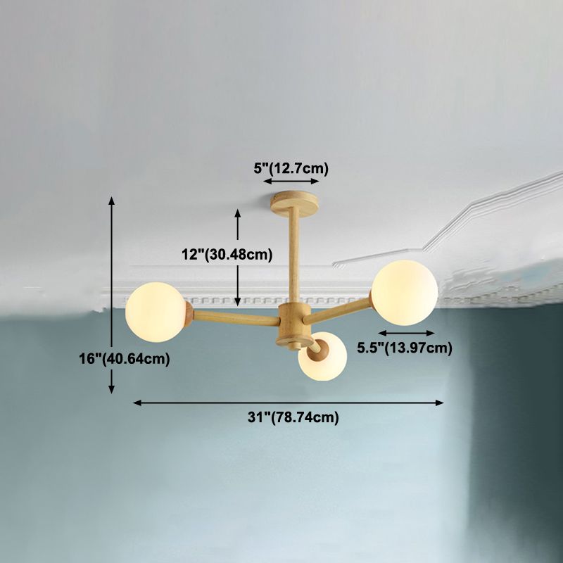 Luces colgantes de rama esférica múltiple de luz Modern Wood Lighting para estudio para estudiar