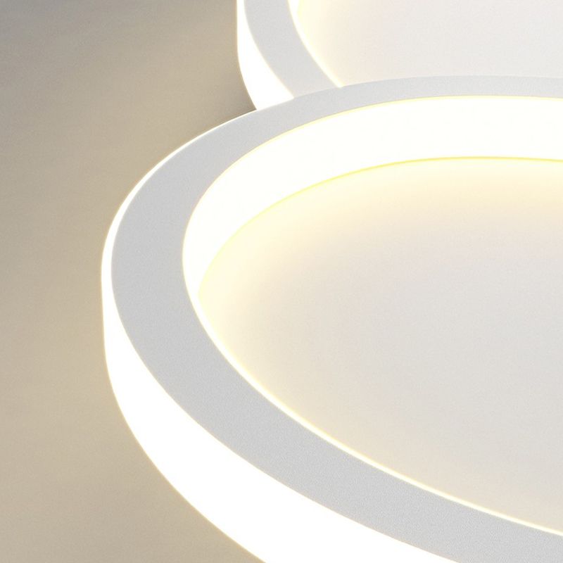 Nordic Flush Mount Metal LED Ceiling Light Fixture in White for Living Room