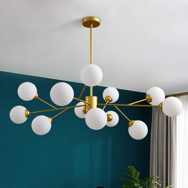 Contemporary Gold Frame Chandelier Light Fixtures Glass Hanging Chandelier for Bedroom