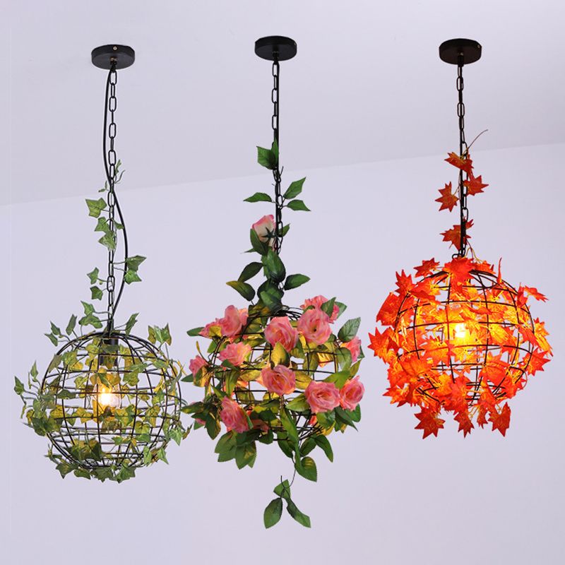 1-Licht Globe Metal Cage Pflanze Dekorative hängende leichte Einfachheitstil Moderne Anhängerlampe